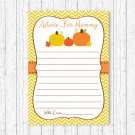 Pumpkin Chevron Gender Neutral Printable Baby Shower Mommy Advice Cards #A400