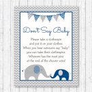 Navy Blue & Grey Chevron Elephant Dont Say Baby Baby Shower Game Printable #A373