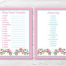 Pink Baby Owl Love Birds Printable Baby Shower "Baby Word Scramble" Game Cards #A253