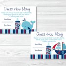 Pirate Ship Nautical Whale Printable Baby Shower "Guess How Many?" Game Cards #A287