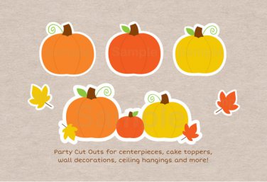 Pumpkin Chevron Orange Yellow Gender Neutral Party Cutouts Decorations Printable #A400