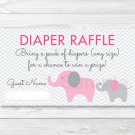 Pink Elephant Chevron Mom & Baby Printable Baby Shower Diaper Raffle Tickets #A246