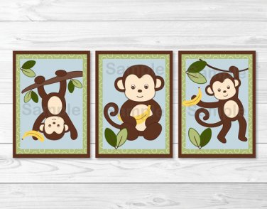 Cute Little Monkey Printable Nursery Wall Art #A406