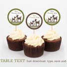 Woodland Deer Gender Neutral Cupcake Toppers Party Favor Tags Editable PDF #A131