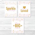 Blush Pink & Gold Glitter Dream Big Little One Printable Nursery Wall Art #A368