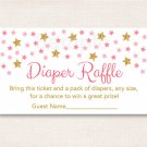 Twinkle Star Pink & Gold Printable Baby Shower Diaper Raffle Tickets #A358