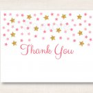 Twinkle Star Pink & Gold Thank You Card Printable #A358