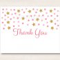 Twinkle Star Pink & Gold Thank You Card Printable #A358