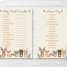 Woodland Forest Animals Printable Baby Shower "Baby Word Scramble" Game Cards #A191