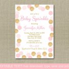 Blush Pink & Gold Baby Sprinkle Printable Baby Shower Invitation Editable PDF #A380