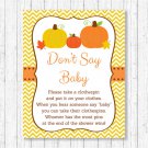 Pumpkin Chevron Gender Neutral Printable Dont Say Baby Baby Shower Game #A400