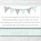 Mint Green & Grey Chevron Printable Baby Shower Book Request Cards #A364