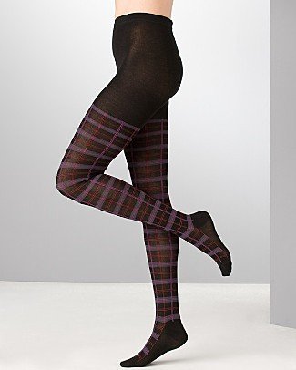 1 PAIR OF HUE PLAID PATTERN SWEATER TIGHTS SZ S/M