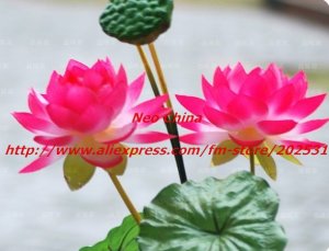 High simulation silk flower floor stand Lotus,4 heads,10 pieces/lot,four colors,free shipping