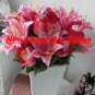 50 PCS,wedding bouquet,High simulation silk flower/artificial flower,6 rose and 6 lily per bunch