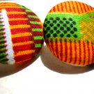 Large Kente Cloth Button Stud Earrings