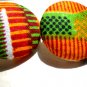Large Kente Cloth Button Stud Earrings