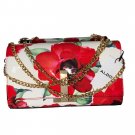 Aldo Women’s Red Rose Purse with Gold Chain Strap Evening Bag Handbab