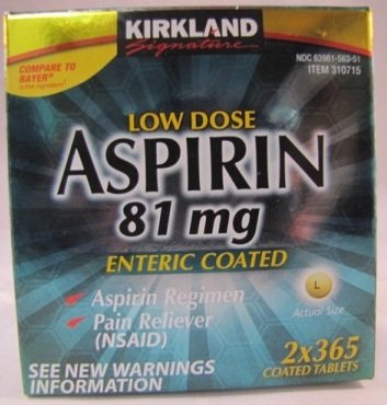 Kirkland Low Dose Aspirin (81mg x 2 x 365 enteric coated tablets)