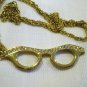 VINTAGE NECKLESS PENDANT GOLD EYEGLASSES RHINESTONES