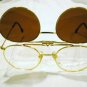 VINTAGE ROBERT LA ROCHE ROUND EYEGLASSES WITH CLIP GOLD