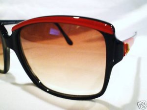 VINTAGE JR SCHERRER PARIS LARGE SUNGLASSES BLACK RED