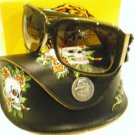 NEW ED HARDY SKULLS & ROSES EHS001  OLIVE SUNGLASSES