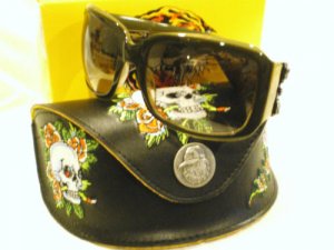 NEW ED HARDY SKULLS & ROSES EHS001  OLIVE SUNGLASSES