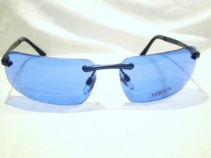 VINTAGE VERSACE VERSUS RIMLESS  SUNGLASSES BLUE MOD.R49