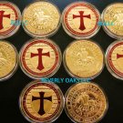 10 - ONE TROY OUNCE 24k GOLD CLAD KNIGHTS TEMPLAR COINS