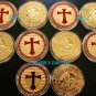 10 - ONE TROY OUNCE 24k GOLD CLAD KNIGHTS TEMPLAR COINS