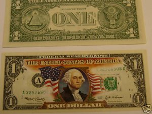 COLORIZED USA DOLLAR $1 U.S. BILL NOTE MINT COLLECTIBLE
