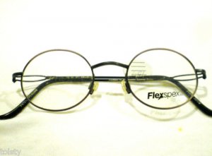 NEW  EYEGLASSES FLEX SPEX  ROUND GUNMETAL SPRING HINGES 45-21-145