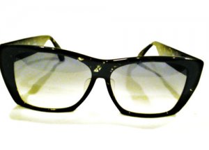 VINTAGE ZAGATO SUNGLASSES LARGE MOD.018-C1 BLACK WITH CLEAR SPARKS HAND MADE