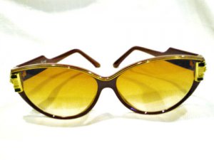 Vintage JEAN PIERRE LAMY LARGE SUNGLASSES BURGUNDY GOLD BLACK
