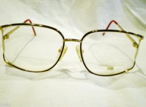 VINTAGE HARVE BERNARD EYEGLASSES LARGE RED GOLD 57-17-135 UNIQUE