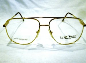 NEW  EYEGLASSES FLEX BRIDGE  AVIATOR BROWN GOLD 60-16-145 SPRING HINGES ITALY