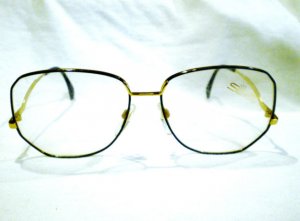 Vintage Silhouette Austria  Oversized EYEGLASSES BLUE GOLD UNIQUE 59-15-135