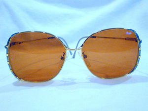 Vintage PRIMA OPTICS  Oversized Sunglasses GOLD,PEARL BLUE  58-16-133