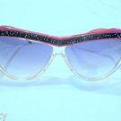 VINTAGE GENNY LARGE SUNGLASSES 62-12-135 ROSE BLACK CLEAR HANDCRAFTED IN ITALY