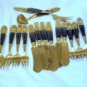 Vintage flatware set, Thailand, Rosewood and brass forks, knives 15 items