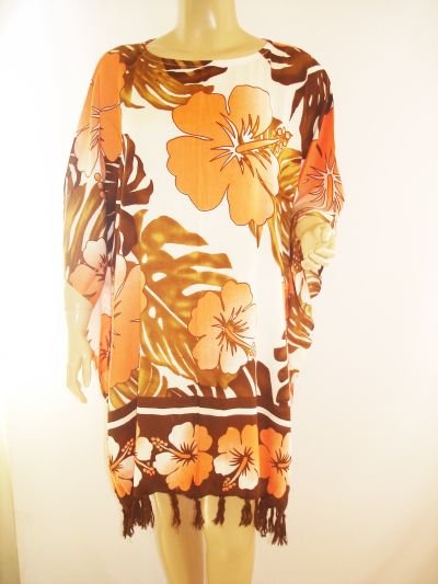 Kaftan Caftan Tunic Top Poncho Batik 5X-Hibiscus P101
