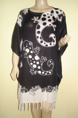 Kaftan Caftan Tunic Top Poncho Batik 5X-Gecko P079