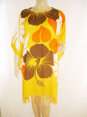 Kaftan Caftan Tunic Top Poncho Batik 5X-Hibiscus P095