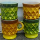 Vintage Fire King / Coffee Mugs / Green / Gold / Coffee / Tea