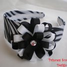 Zebra Print Headband with Handmade Flower Bow