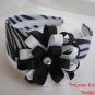 Zebra Print Headband with Handmade Flower Bow