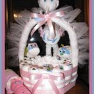 Diaper Stork and Basket Baby Shower Gift and Centerpiece