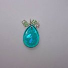 Ladies Pendant Blue Glass Sterling Silver & Crystals