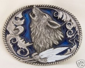 HOWLING WOLF WILDLIFE BELT BUCKLE